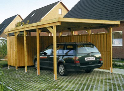 Carport voiture en bois avec atelier remise en bois